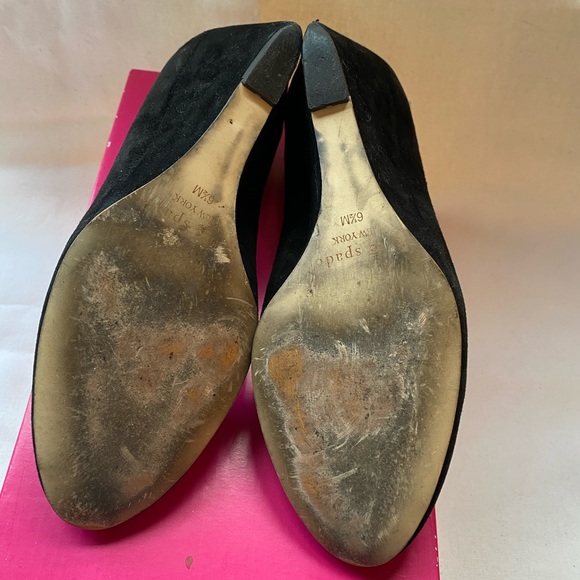 Kate Spade Halle Too Black Suede Wedge Sz 6.5 - Picture 6 of 8